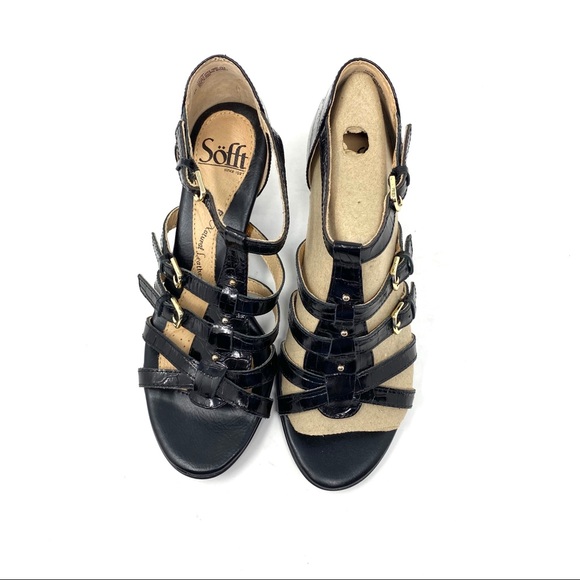 Söfft Solana Black Croco t-strap leather heels - Picture 3 of 7
